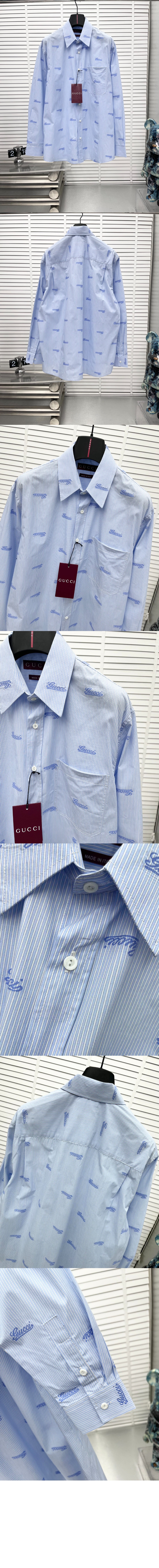 미러급레플리카사이트 | 명품레플리카 전문 쇼핑몰  | 퍼스트원 - 자수 스트라이프 코튼 셔츠 &gt; 구찌