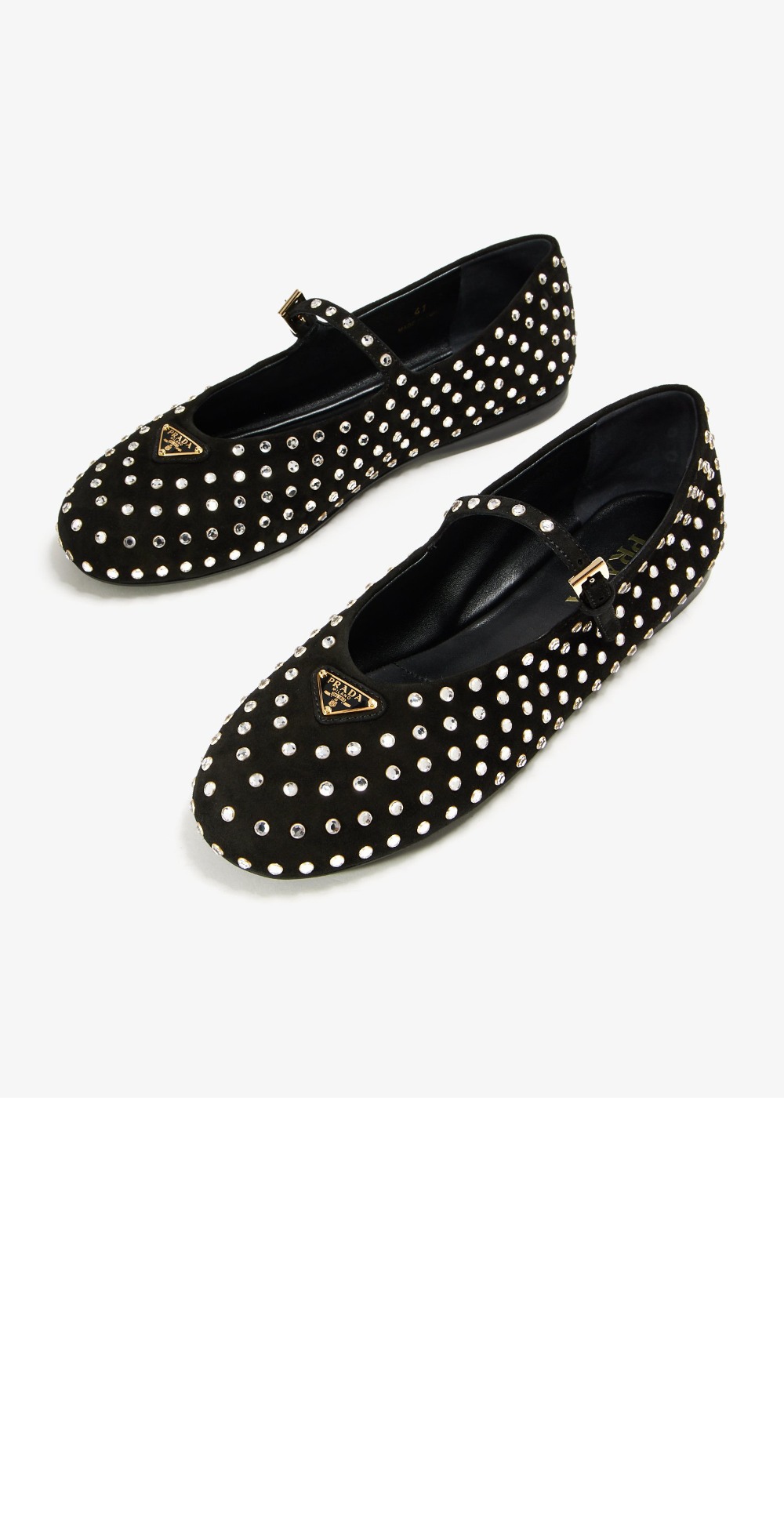 미러급레플리카사이트 | 명품레플리카 전문 쇼핑몰  | 퍼스트원 - 크리스털 장식 스웨이드 발레리나 1F796N &gt; 프라다