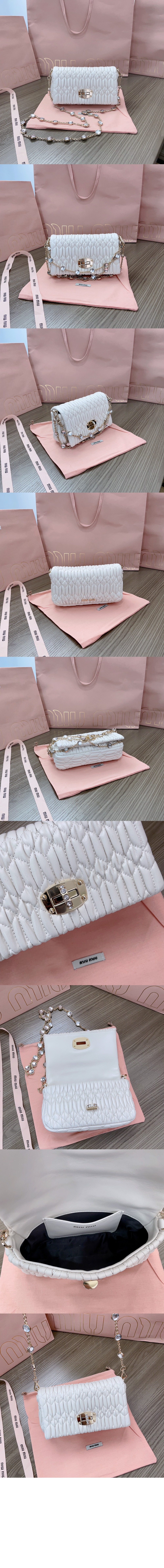 미러급레플리카사이트 | 명품레플리카 전문 쇼핑몰  | 퍼스트원 - 미우 크리스털 나파 가죽 및 크리스털 미니백 5BP079 &gt; 미우미우