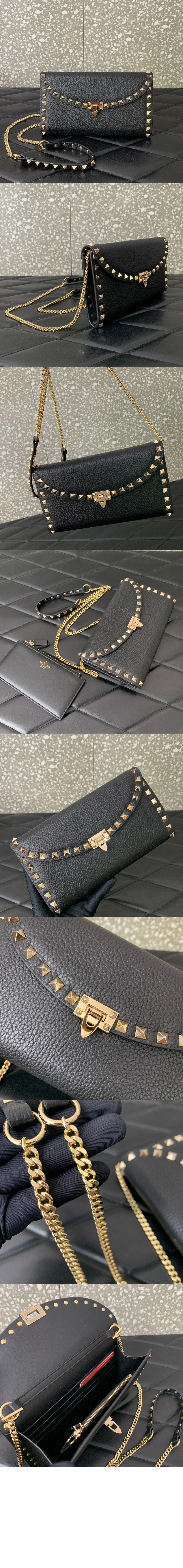 미러급레플리카사이트 | 명품레플리카 전문 쇼핑몰  | 퍼스트원 - 락스터드 그레인 송아지 가죽 체인 지갑 &gt; 발렌티노