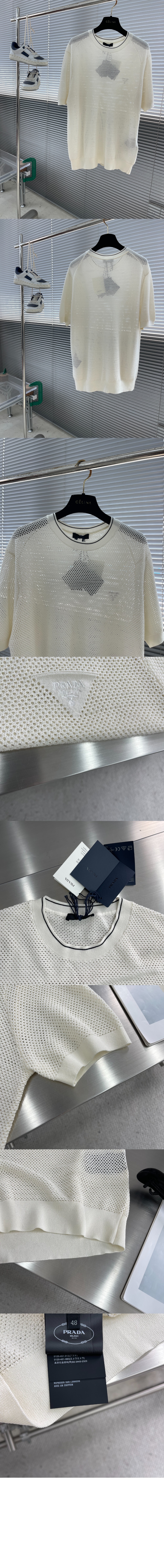 미러급레플리카사이트 | 명품레플리카 전문 쇼핑몰  | 퍼스트원 - 쇼트 슬리브 실크 및 코튼 스웨터 &gt; 프라다