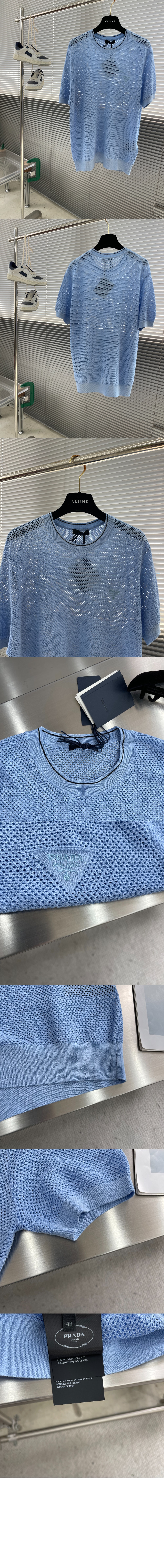 미러급레플리카사이트 | 명품레플리카 전문 쇼핑몰  | 퍼스트원 - 쇼트 슬리브 실크 및 코튼 스웨터 &gt; 프라다