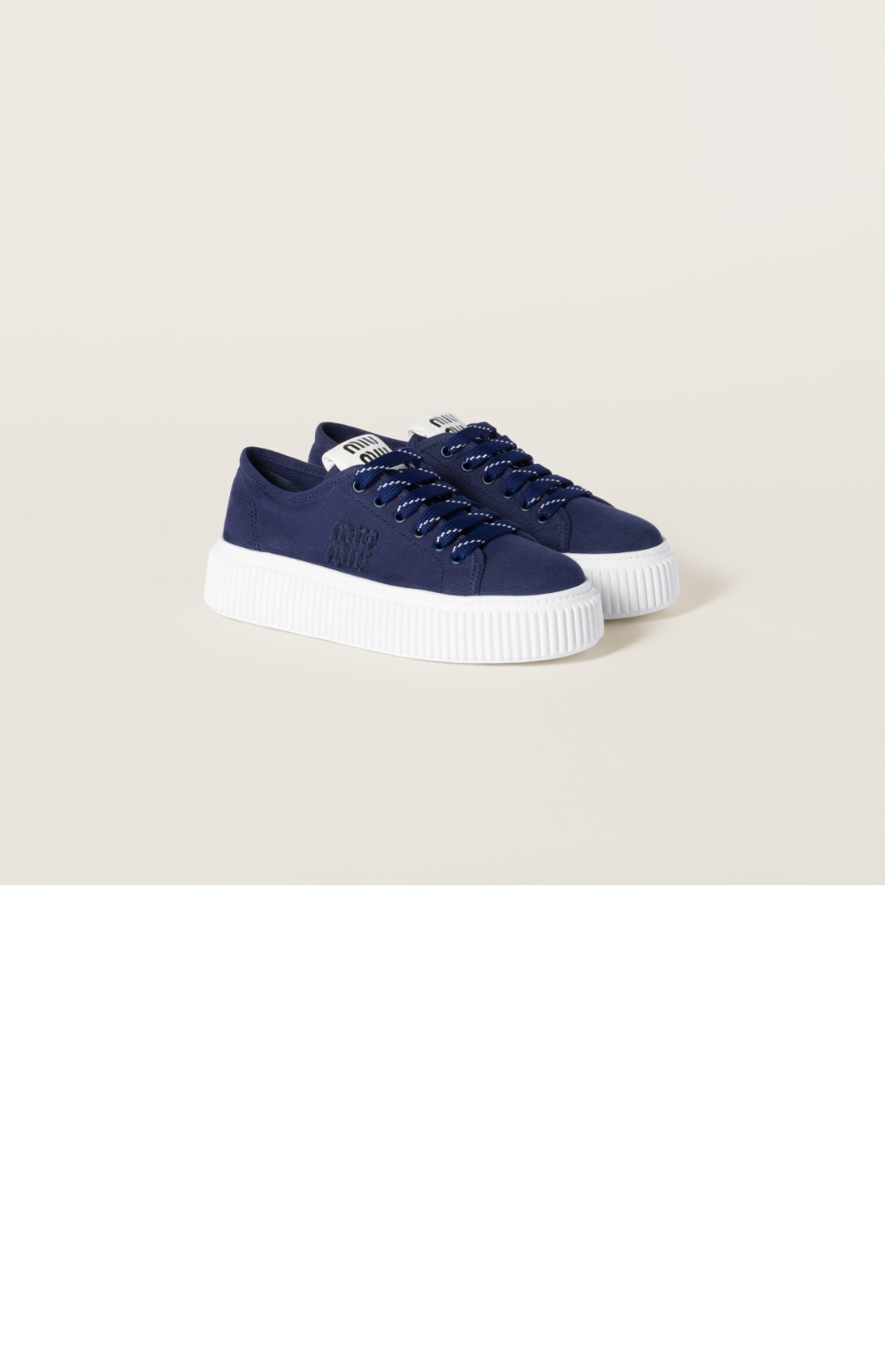 미러급레플리카사이트 | 명품레플리카 전문 쇼핑몰  | 퍼스트원 - 로고 장식 데님 스니커즈 5E389E &gt; 미우미우