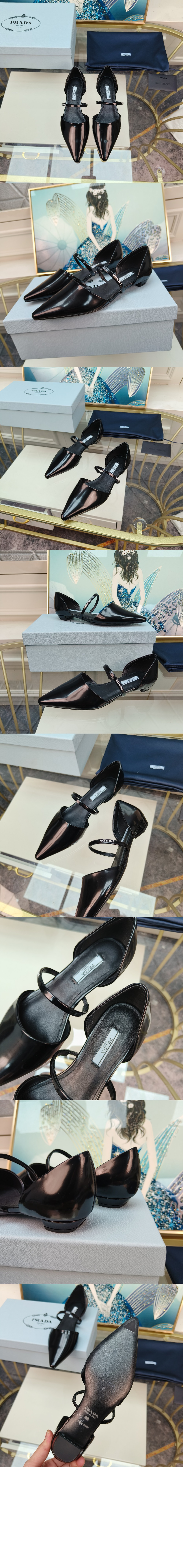 미러급레플리카사이트 | 명품레플리카 전문 쇼핑몰  | 퍼스트원 - 로고 스트랩 레더 플랫 슈즈 1F519M &gt; 프라다