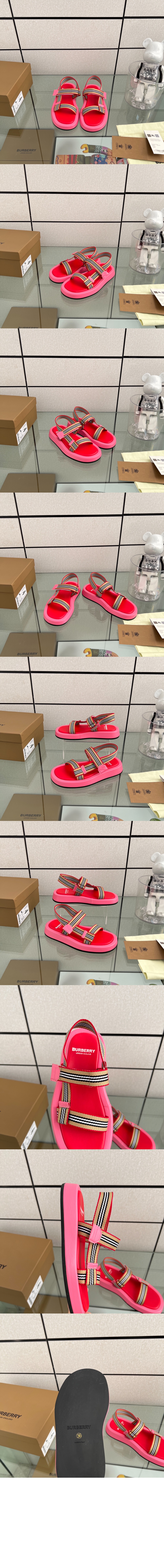 미러급레플리카사이트 | 명품레플리카 전문 쇼핑몰  | 퍼스트원 - 핑크 아이콘 스트라이프 샌들 8042675 &gt; 버버리