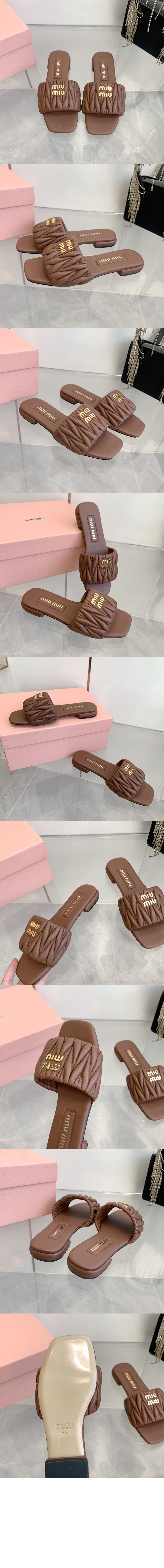 미러급레플리카사이트 | 명품레플리카 전문 쇼핑몰  | 퍼스트원 - 마테라쎄 나파 가죽 슬라이드 5XX605 &gt; 미우미우