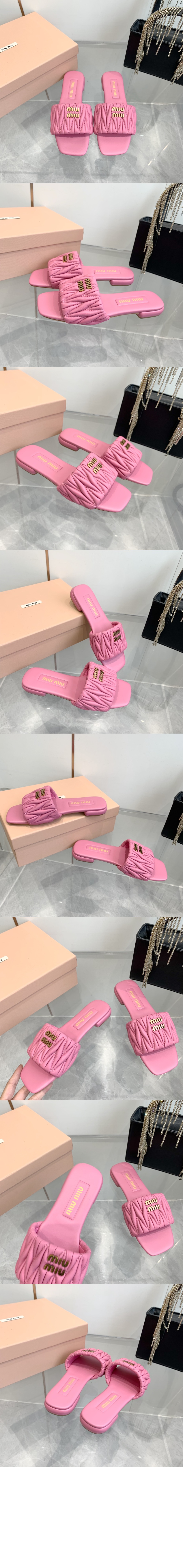 미러급레플리카사이트 | 명품레플리카 전문 쇼핑몰  | 퍼스트원 - 마테라쎄 나파 가죽 슬라이드 5XX605 &gt; 미우미우