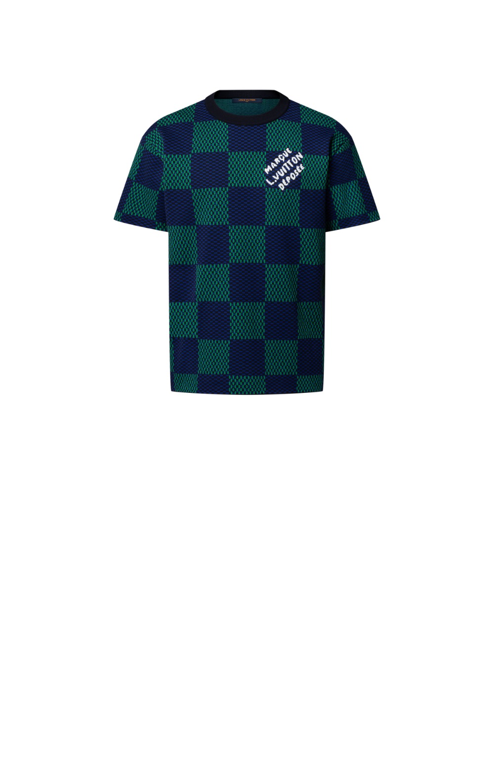 미러급레플리카사이트 | 명품레플리카 전문 쇼핑몰  | 퍼스트원 - 자카드 다미에 쇼트 슬리브드 코튼 크루넥 > 루이비통