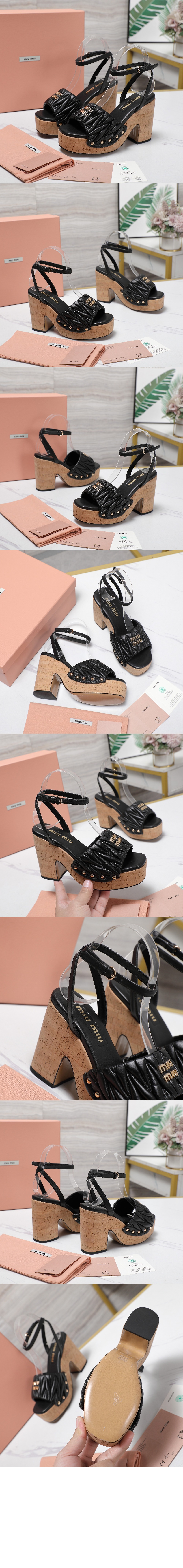 미러급레플리카사이트 | 명품레플리카 전문 쇼핑몰  | 퍼스트원 - 코르크 굽 퀼팅 나파 가죽 샌들 5XZ482 &gt; 미우미우