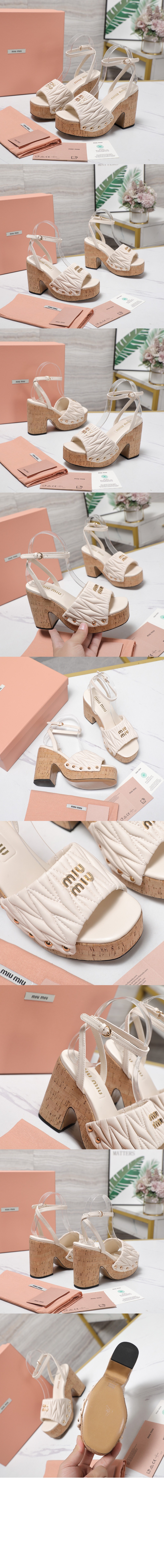 미러급레플리카사이트 | 명품레플리카 전문 쇼핑몰  | 퍼스트원 - 코르크 굽 퀼팅 나파 가죽 샌들 5XZ482 &gt; 미우미우