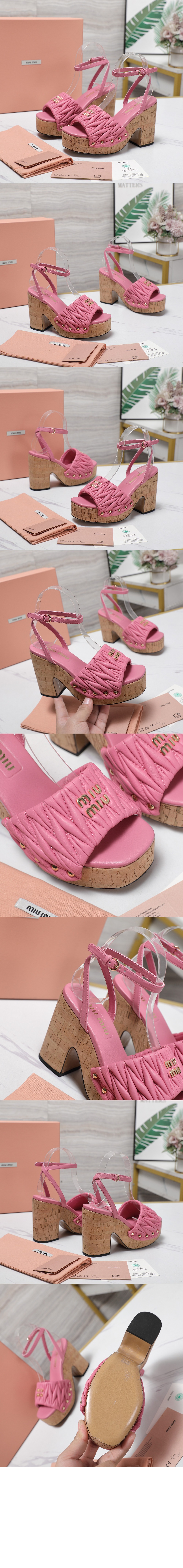 미러급레플리카사이트 | 명품레플리카 전문 쇼핑몰  | 퍼스트원 - 코르크 굽 퀼팅 나파 가죽 샌들 5XZ482 &gt; 미우미우