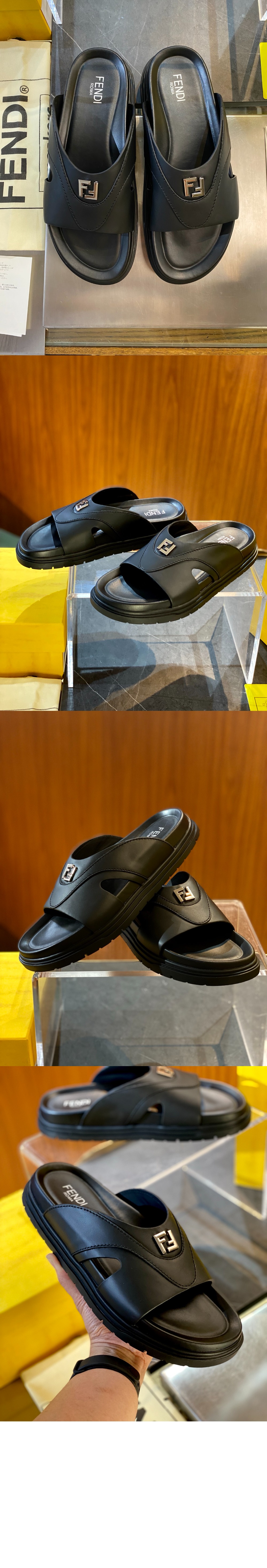 미러급레플리카사이트 | 명품레플리카 전문 쇼핑몰  | 퍼스트원 - 스퀘어드 FF 레더 슬리퍼 7X1673 &gt; 펜디