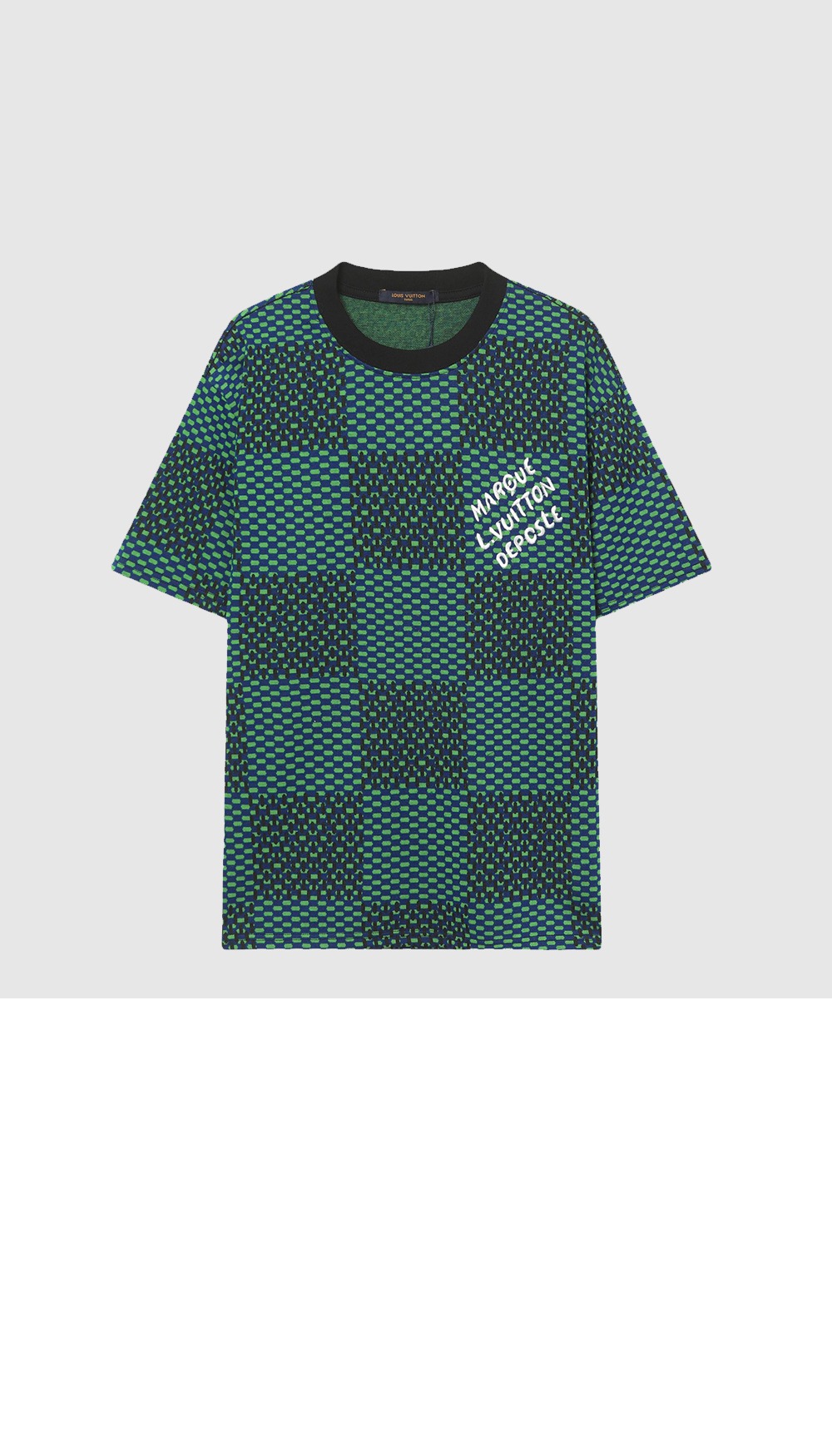 미러급레플리카사이트 | 명품레플리카 전문 쇼핑몰  | 퍼스트원 - 자카드 다미에 쇼트 슬리브드 코튼 크루넥 &gt; 루이비통