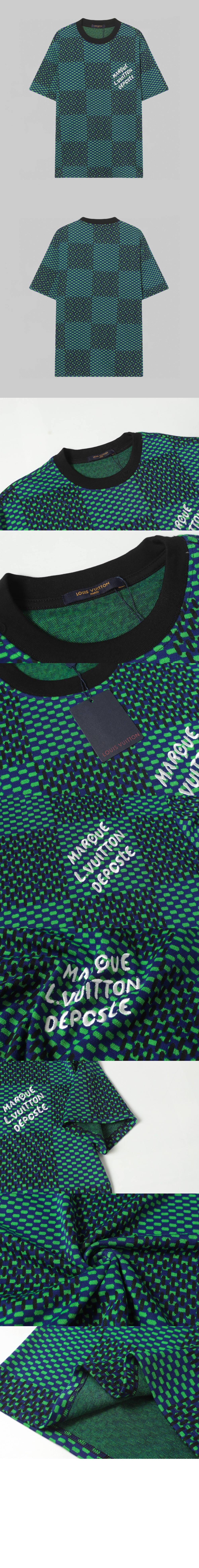 미러급레플리카사이트 | 명품레플리카 전문 쇼핑몰  | 퍼스트원 - 자카드 다미에 쇼트 슬리브드 코튼 크루넥 &gt; 루이비통