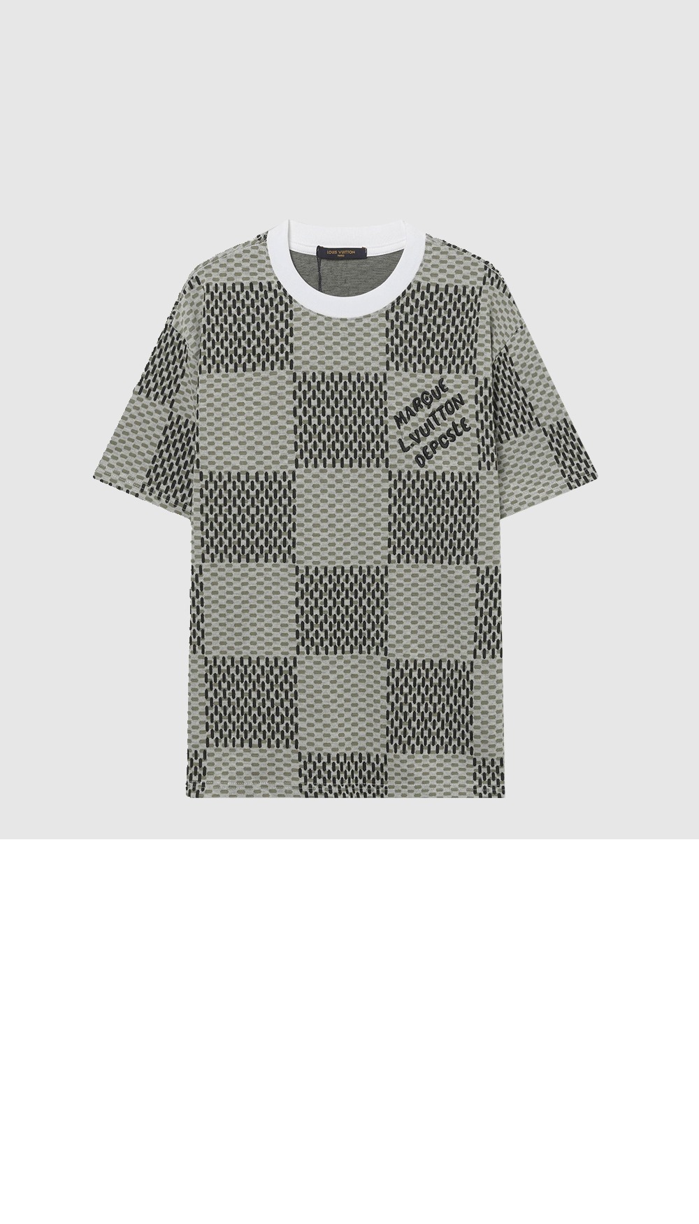 미러급레플리카사이트 | 명품레플리카 전문 쇼핑몰  | 퍼스트원 - 자카드 다미에 쇼트 슬리브드 코튼 크루넥 &gt; 루이비통