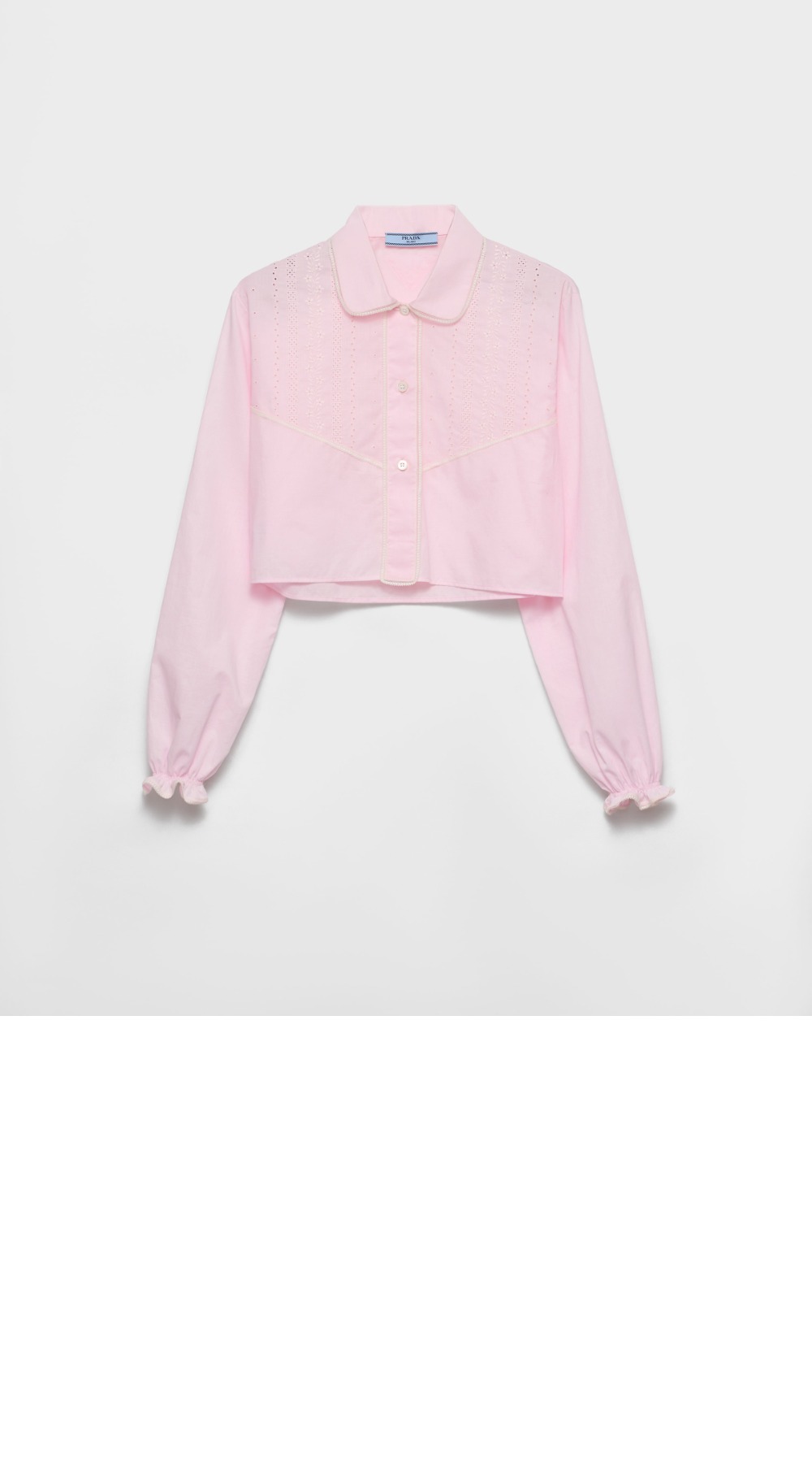 미러급레플리카사이트 | 명품레플리카 전문 쇼핑몰  | 퍼스트원 - 자수 크롭 바티스트 셔츠 &gt; 프라다