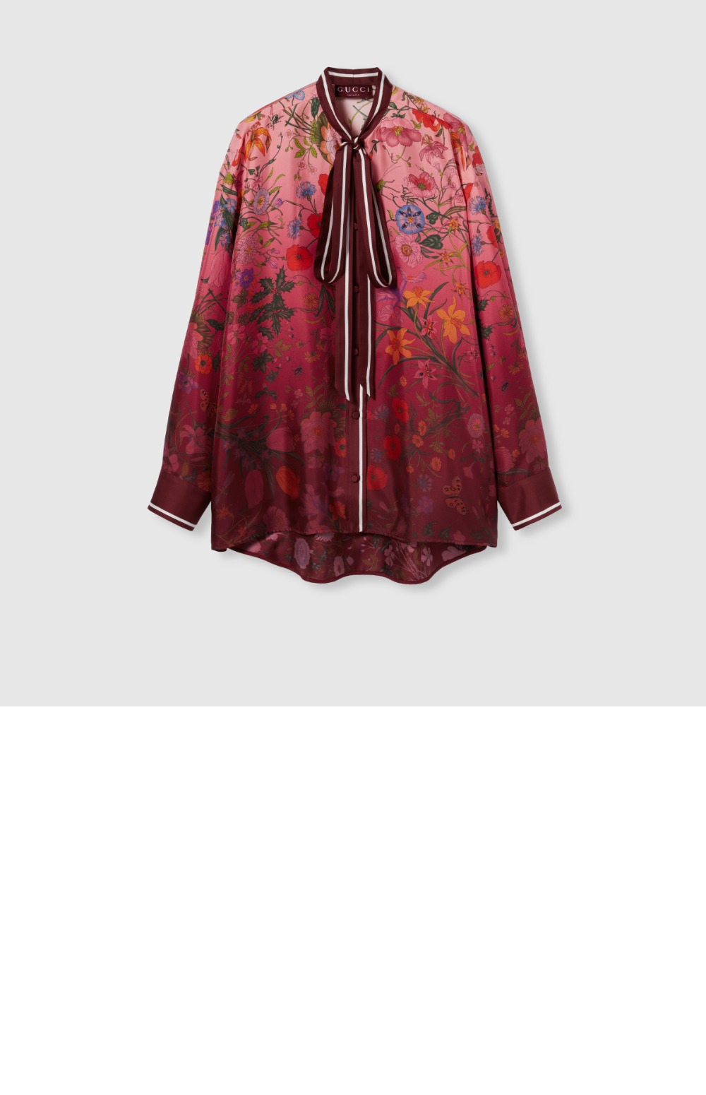 미러급레플리카사이트 | 명품레플리카 전문 쇼핑몰  | 퍼스트원 - 목 리본 프린트 실크 셔츠 &gt; 구찌