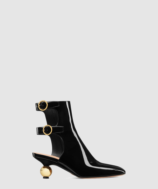 블랙 송아지 가죽 힐 부츠 KCT037