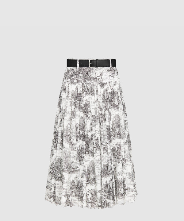 벨트 미디 스커트