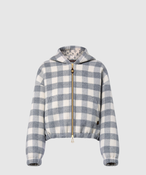 더블 페이스 체크 집업 재킷