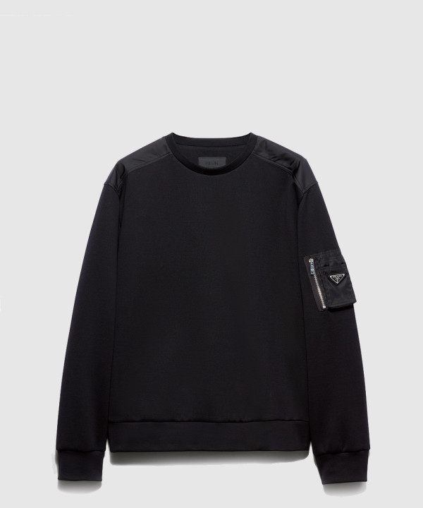 리나일론 디테일 코튼 스웨트셔츠