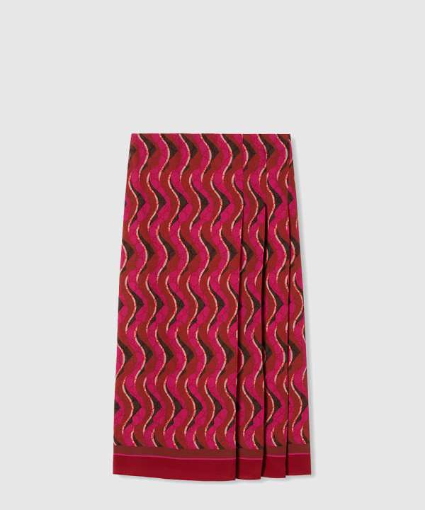 중간 길이 플로라 크레이프 스커트