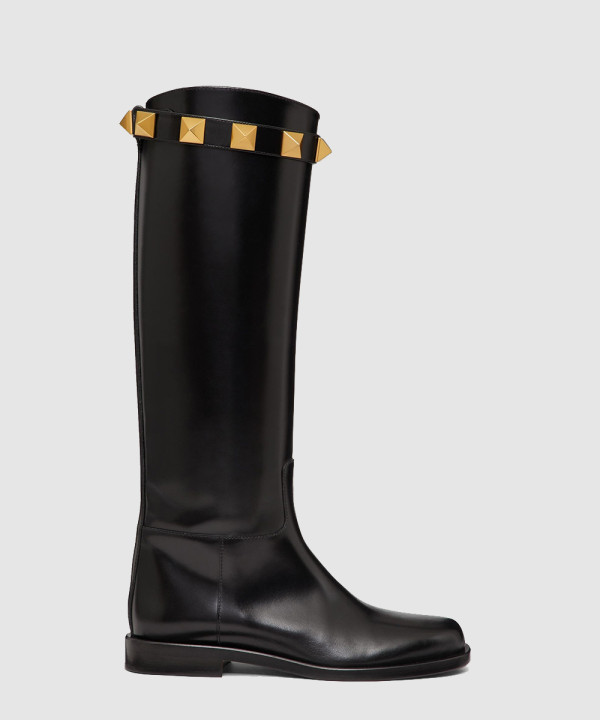 송아지 가죽 로만 스터드 부츠