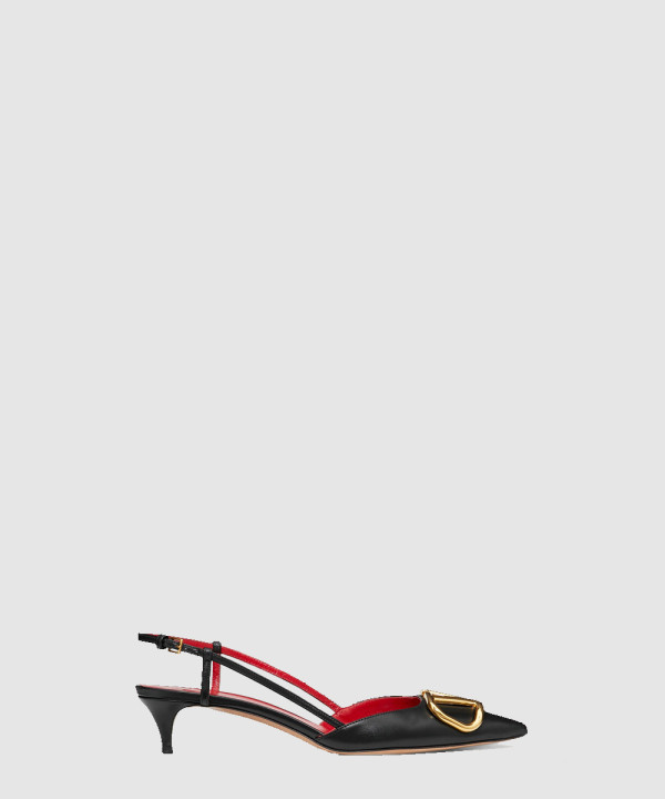 송아지 가죽 슬링백 펌프스