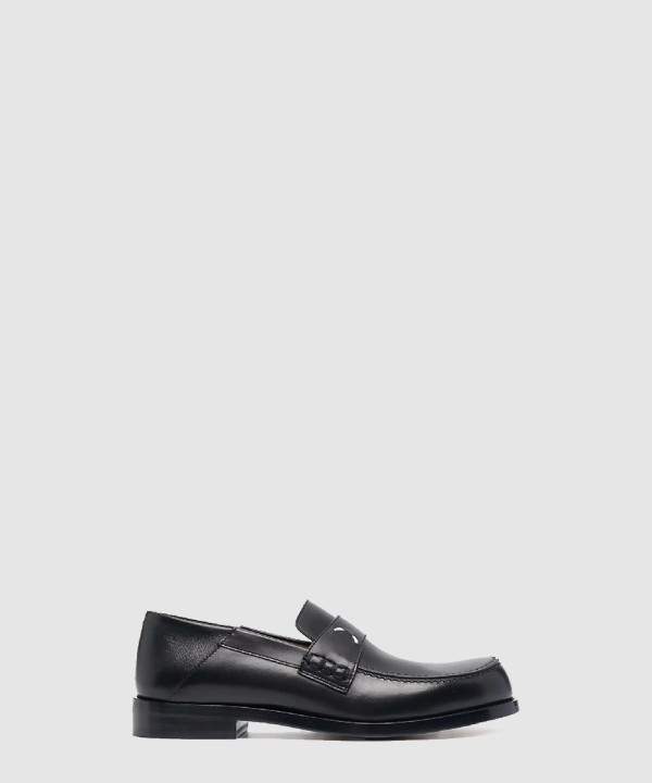 스티치 로고 레더 로퍼 T8013