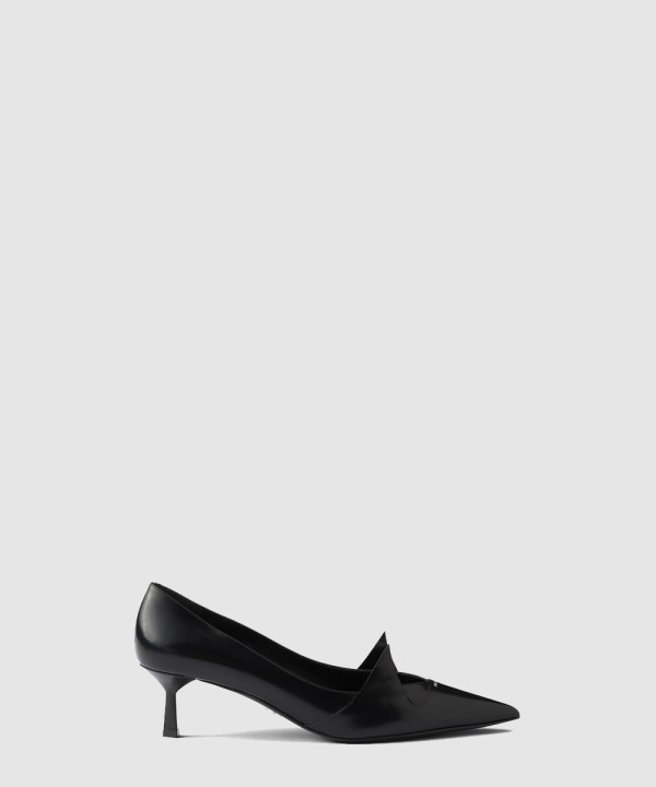 투톤 브러시드 레더 펌프스 검은색 1I976N