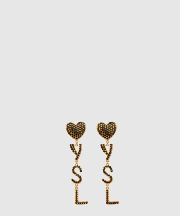 메탈 및 크리스탈 소재의 Opyum 하트 이어링 584228