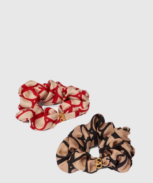 트왈 이코노그라프 브이로고 아플리케 장식 실크 스크런치 세트