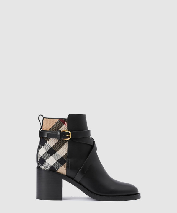 체크 레더 힐 부츠 80568181