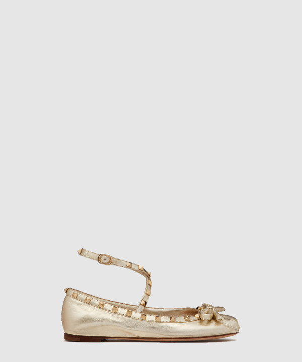 락스터드 라미네이트 나파 가죽 발레리나