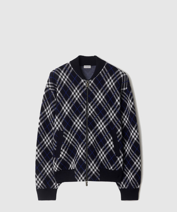 체크 울 블렌드 보머 재킷