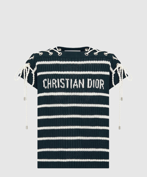 Dioriviera 레이스업 캡 슬리브 스웨터