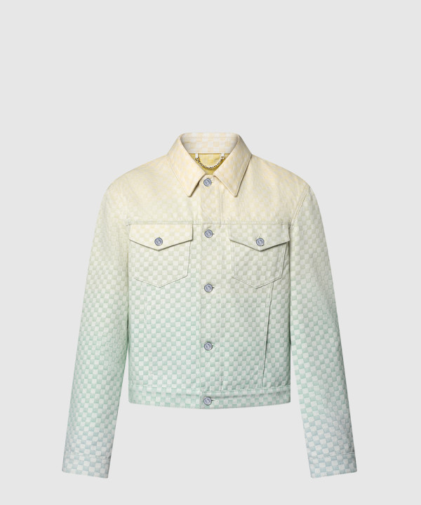 다미에 그라디언트 자카드 데님 재킷