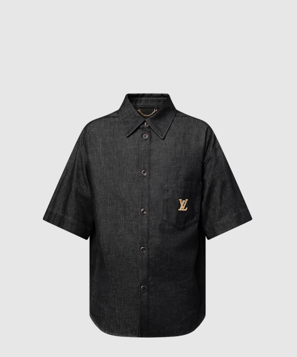 쇼트 슬리브드 샴브레이 셔츠