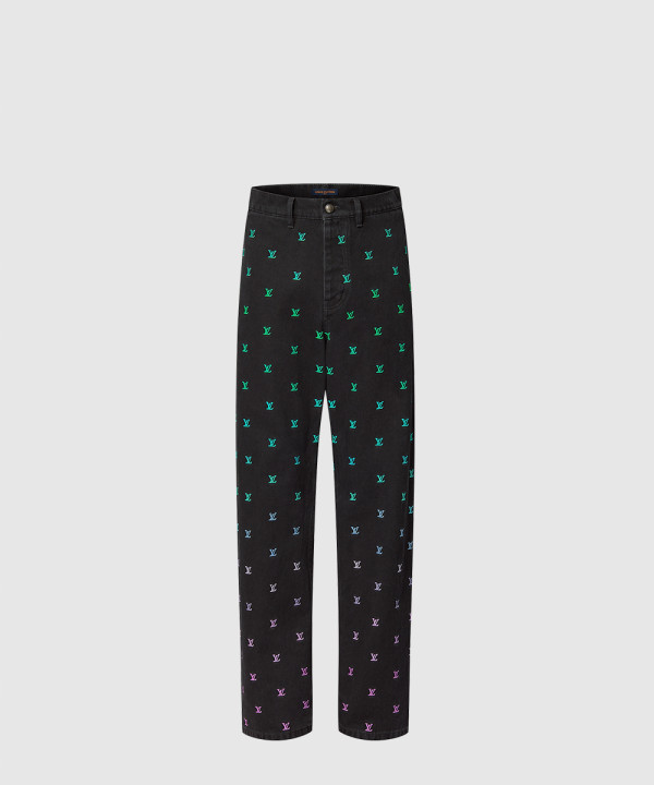 블라종 그라디언트 엠브로이더드 데님 스케이트 팬츠