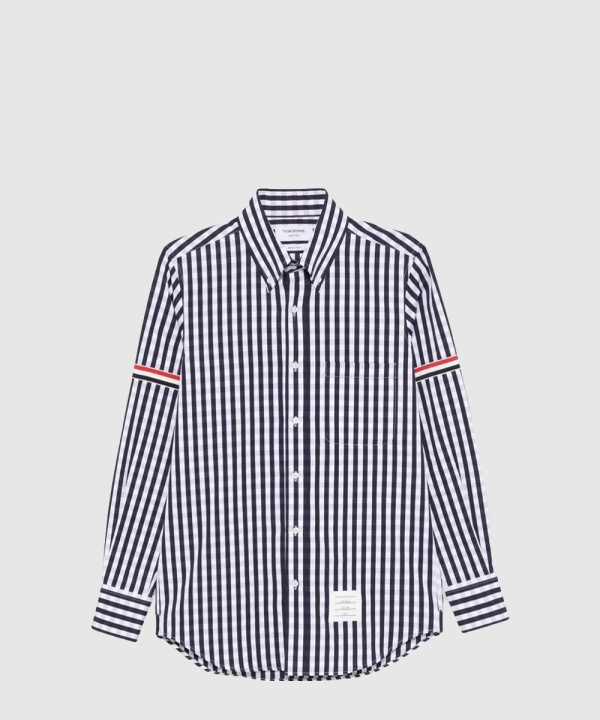 깅엄 체크 포플린 암밴드 셔츠