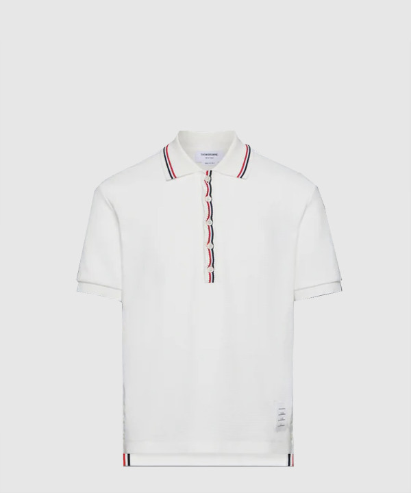 코튼 와플 리브 커프 폴로