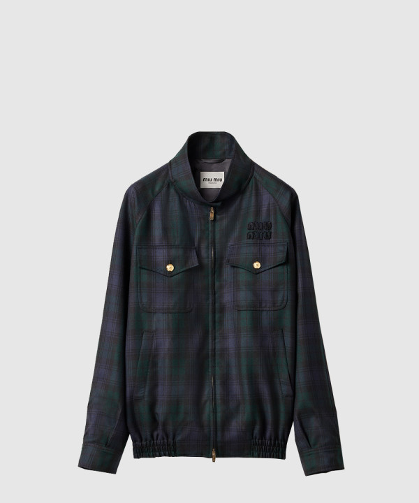 체크 블루종 재킷