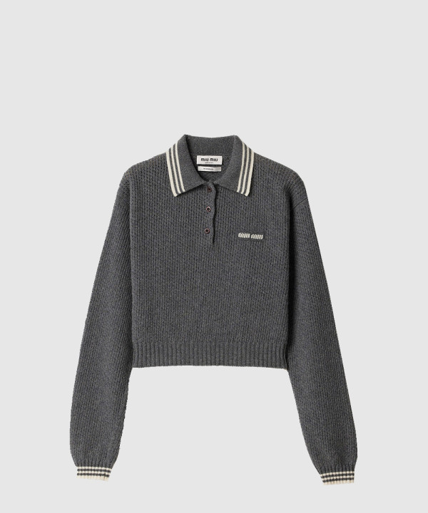 울 및 캐시미어 폴로 스웨터