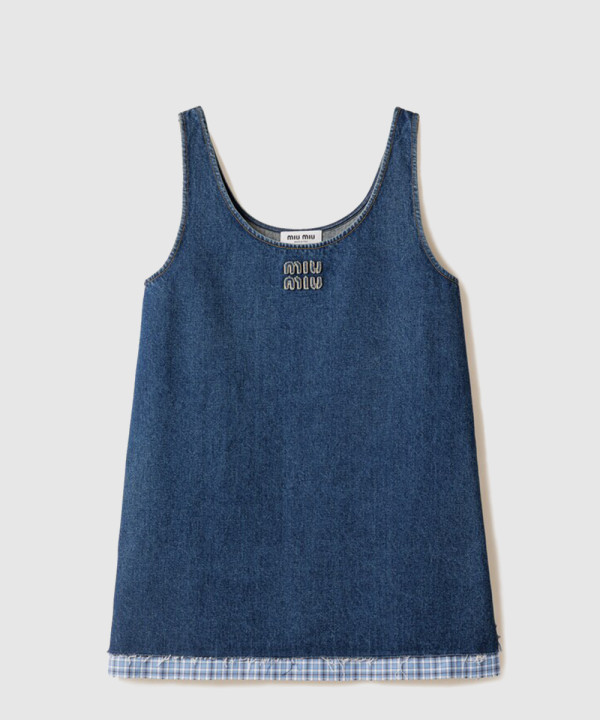 워싱 데님 미니드레스