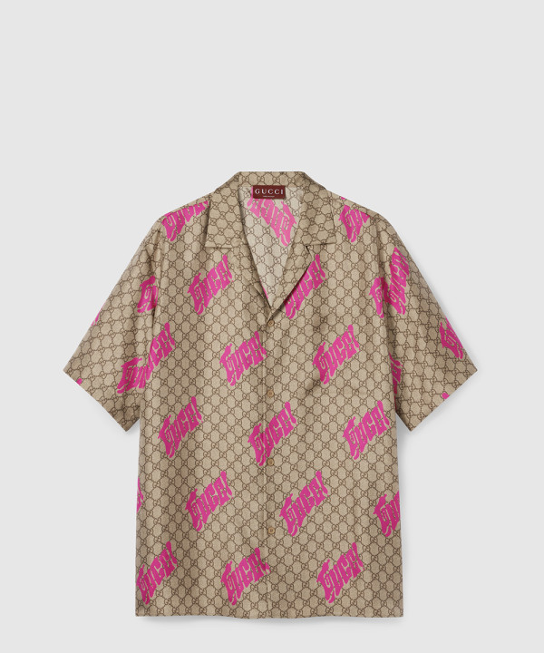 프린트 코튼 포플린 볼링 셔츠