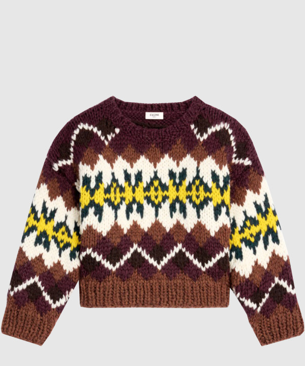 크루넥 스웨터 페어 아일 울